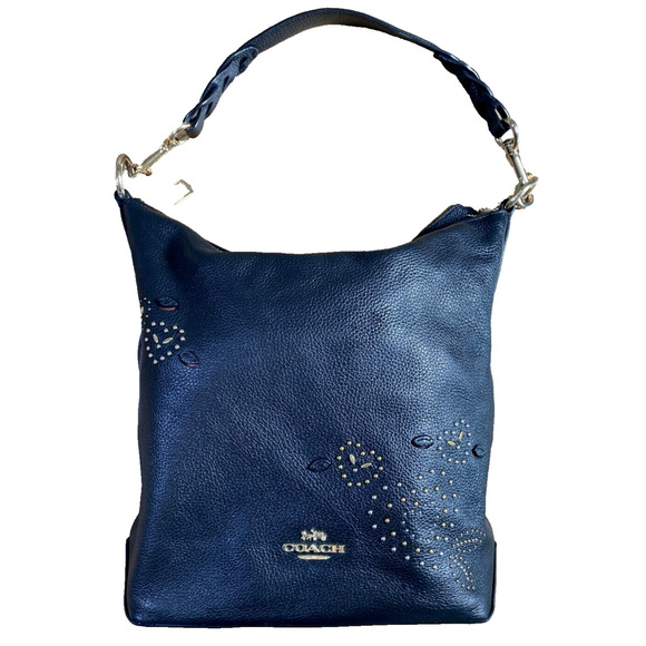 Coach Abby Duffle With Heart Bandana Rivets Style Style F45287 Black - Gold